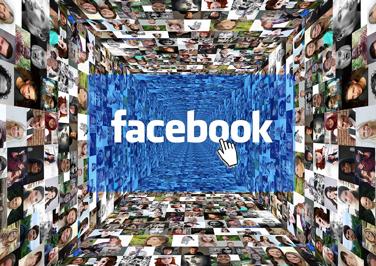 Crowdfunding e Social Network - immagine del logo Facebook attorniato da immagini profilo