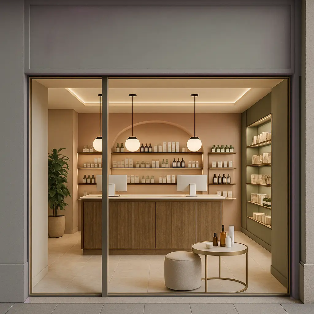 Nuova identità visiva di una farmacia Più Medical