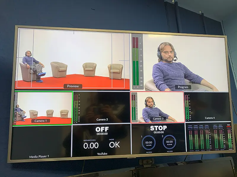 Monitor multiview con le sorgenti video controllate durante una diretta